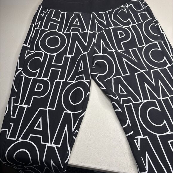 Champion Reverse Weave AOP Mens XL Black White Script Logo Joggers Sweatpants - Picture 5 of 12